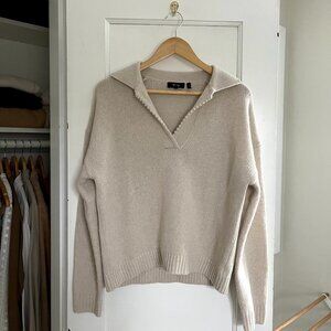 Theory Scallop Polo Sweater